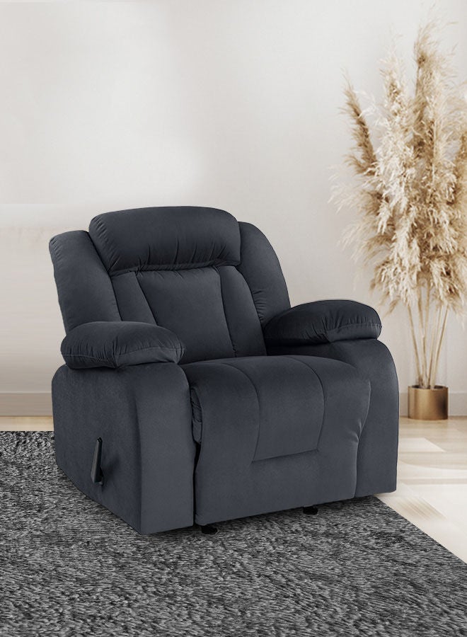REGAL IN HOUSE Velvet Upholstered Rocking Recliner Chair With Bed Mode - Dark Grey - 90x100x80cm  - Image 1