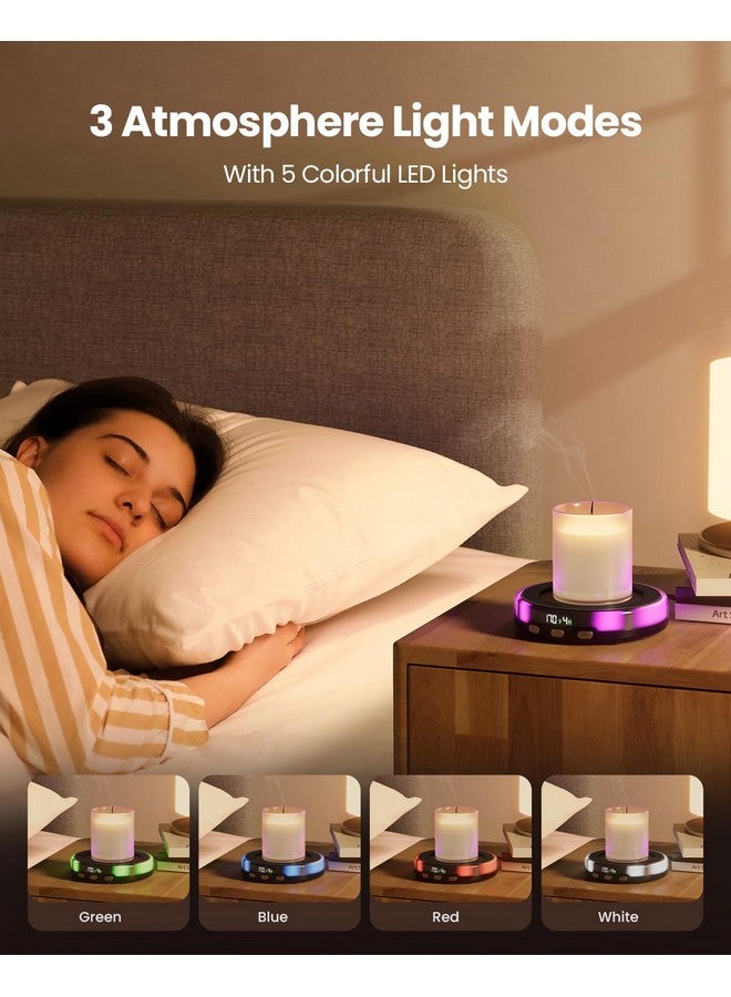 Gaiatop Gaiatop Coffee Mug Warmer for Desk, 3 Temp Settings, 2-9Hrs Timer, 3 Colorful Romantic Atmosphere Light Modes, Beverage Heating Plate with Digital Display for Candle Tea Milk Black - Image 2