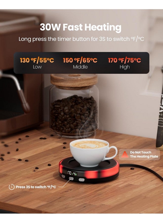 Gaiatop Gaiatop Coffee Mug Warmer for Desk, 3 Temp Settings, 2-9Hrs Timer, 3 Colorful Romantic Atmosphere Light Modes, Beverage Heating Plate with Digital Display for Candle Tea Milk Black - Image 1
