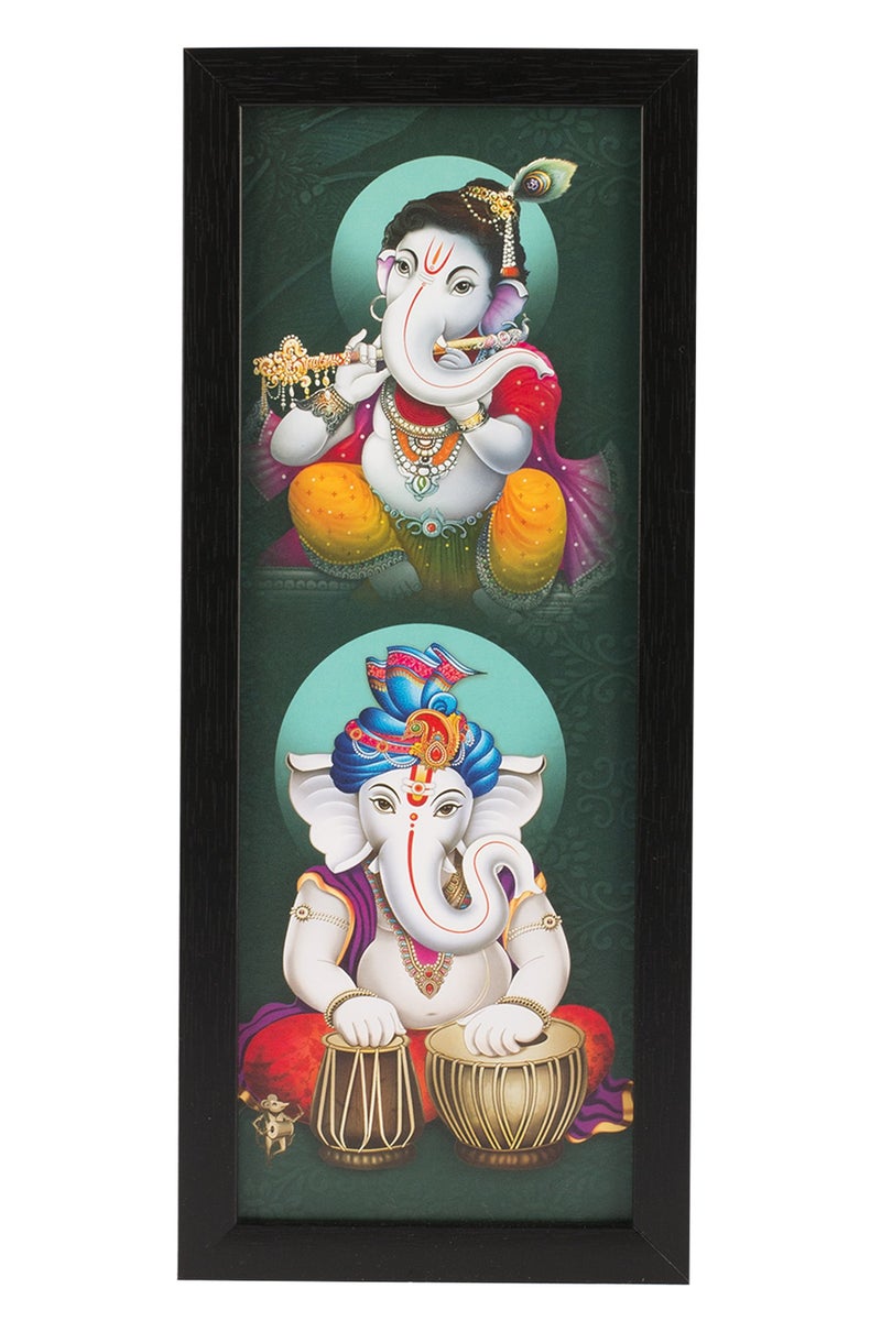 Indianara 3 PC Set of Ganesha Paintings Without Glass 5.2 X 12.5, 9.5 X 12.5, 5.2 X 12.5 inch - Image 4