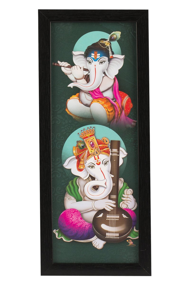 Indianara 3 PC Set of Ganesha Paintings Without Glass 5.2 X 12.5, 9.5 X 12.5, 5.2 X 12.5 inch - Image 2