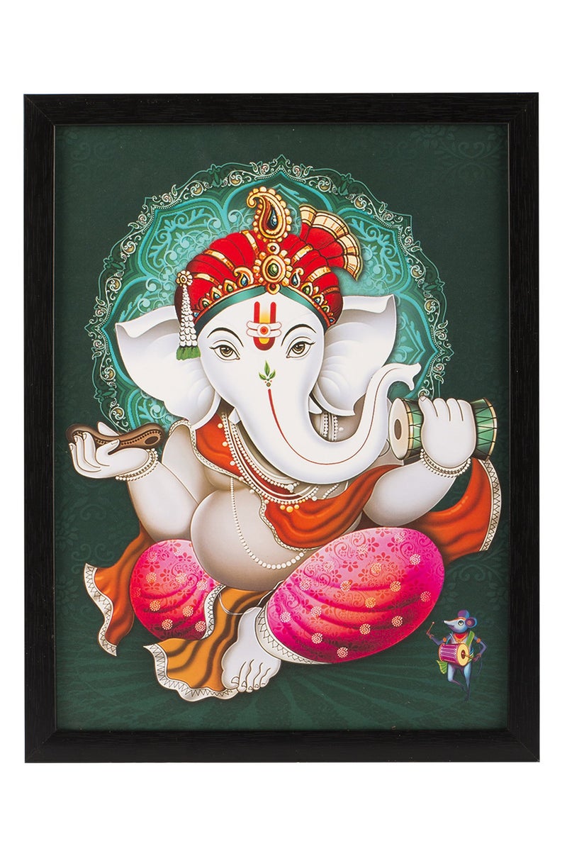 Indianara 3 PC Set of Ganesha Paintings Without Glass 5.2 X 12.5, 9.5 X 12.5, 5.2 X 12.5 inch - Image 3