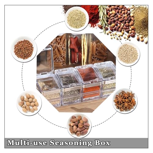 EOREA 4-Piece Condiment Containers with Lids, Acrylic Spices Box and Seasonings sets for Salt, Sugar,Pepper-Sugar Container with Spoons Lids Ideal for Countertop Seasoning Organizer, Topping Containers - Image 3