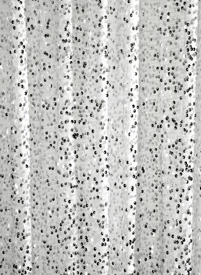 Lush Decor Ballgown Glam Sparkle Sequins Window Curtain Panel, Single, 52" W x 84" L, Silver & White - Sequin Curtains - Sparkly Drapes - Silver Curtain - Modern Glam Decor - Image 3