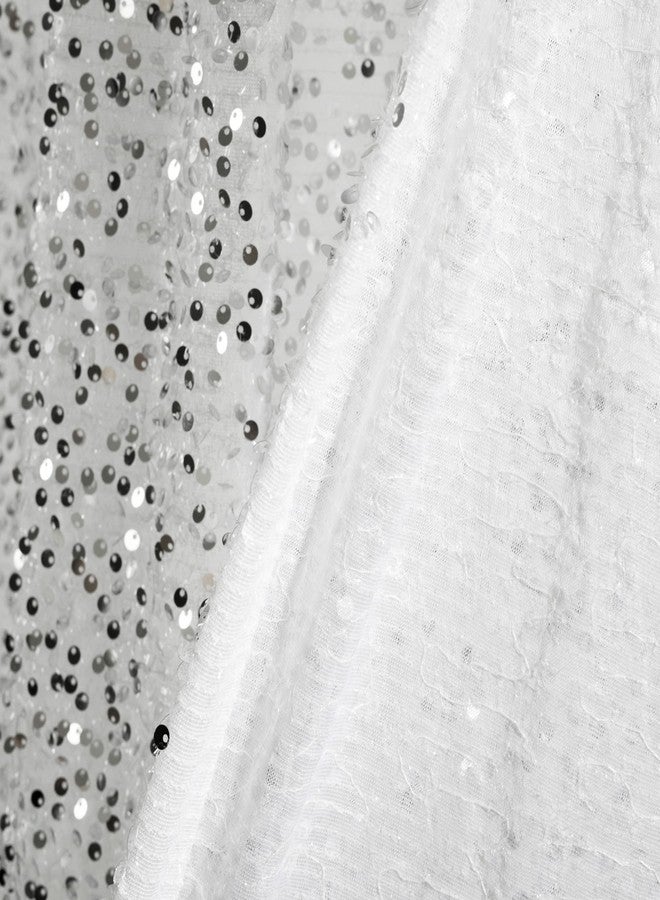 Lush Decor Ballgown Glam Sparkle Sequins Window Curtain Panel, Single, 52" W x 84" L, Silver & White - Sequin Curtains - Sparkly Drapes - Silver Curtain - Modern Glam Decor - Image 5