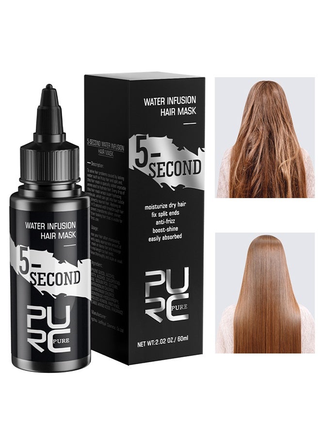 PURC 5 Second Water Infusion Hair Mask, Moisturize Dry Hair Fix Split Ends Anti-Frizz Boost Shine & Easily Absorbed Hair Mask Hair Strengthening Moisturizing & Repair Damaged Hair 60ml - Image 1