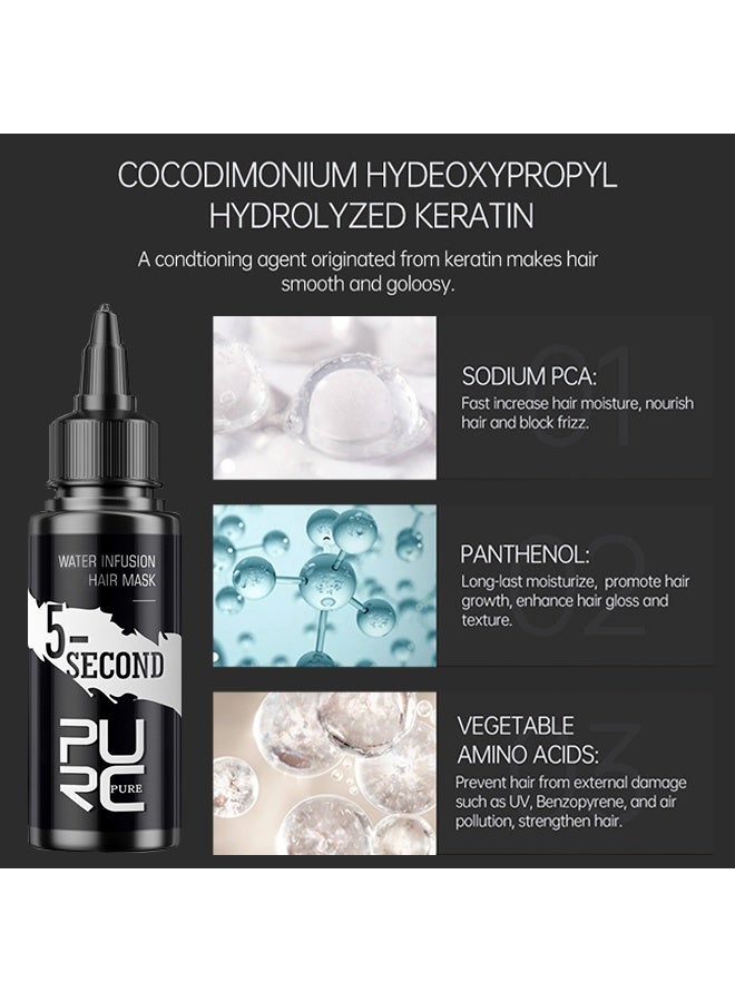 PURC 5 Second Water Infusion Hair Mask, Moisturize Dry Hair Fix Split Ends Anti-Frizz Boost Shine & Easily Absorbed Hair Mask Hair Strengthening Moisturizing & Repair Damaged Hair 60ml - Image 5