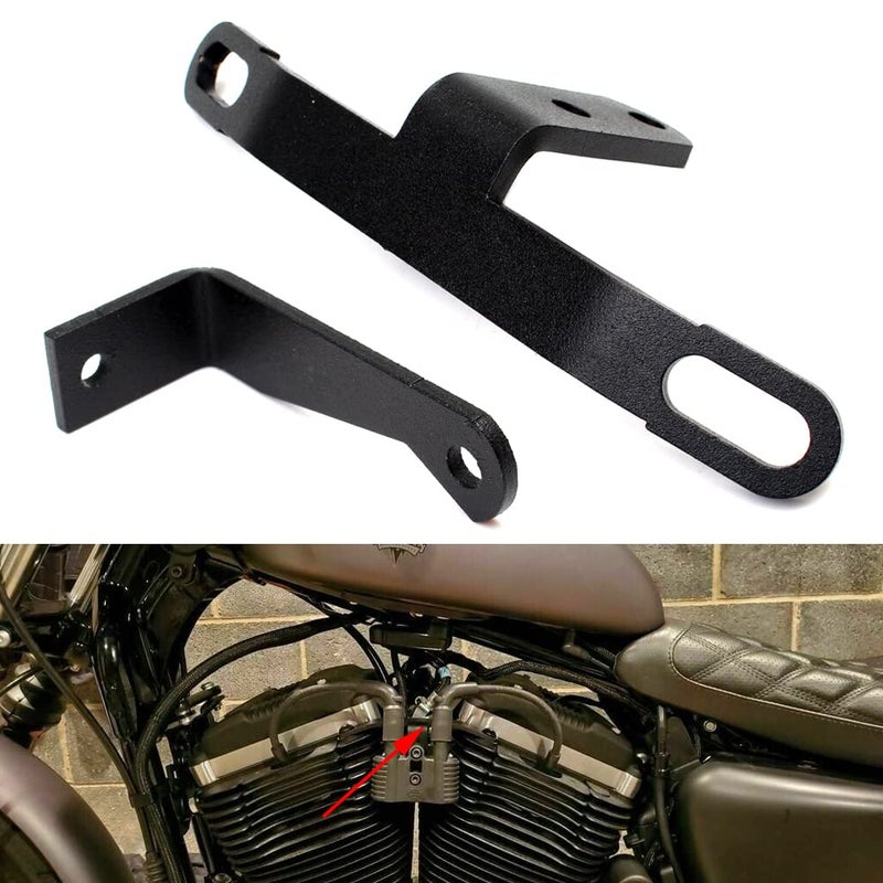 HIYOYO Black Coil Relocation and Ignition Key Bracket Kits Fit for Harley Sportster 883 1200 20072021