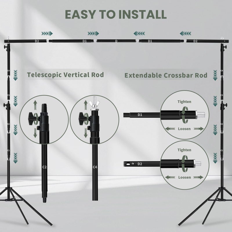 Maxztill 8.5x10 ft Backdrop Stand, Adjustable Back Drop Banner Stand, Photography Photo Studio Background Stand Support Kit for Parties Wedding Decoration with Carrying Bag - Image 3