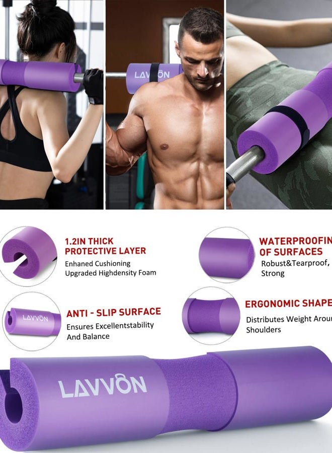 LAVVON 7Pcs-Barbell Pad Set for Hip Thrust - Squat Pad, Bench Press Workout Foam Weight Lifting Bar Cushion,Gym Accessories for Women with Bar Bad,with Gym Ankle Straps,Hip Resistance Bands,Lifting Strap - Image 3