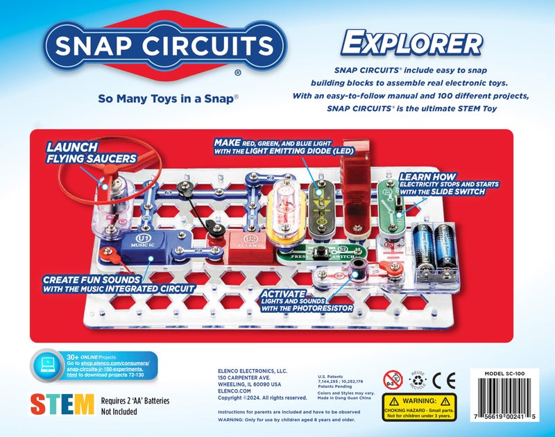 Snap Circuits Jr. SC-100 Electronics Exploration Kit, Over 100 Projects, Full Color Project Manual, 28 Parts, STEM Educational Toy for Kids 8 + - Image 2