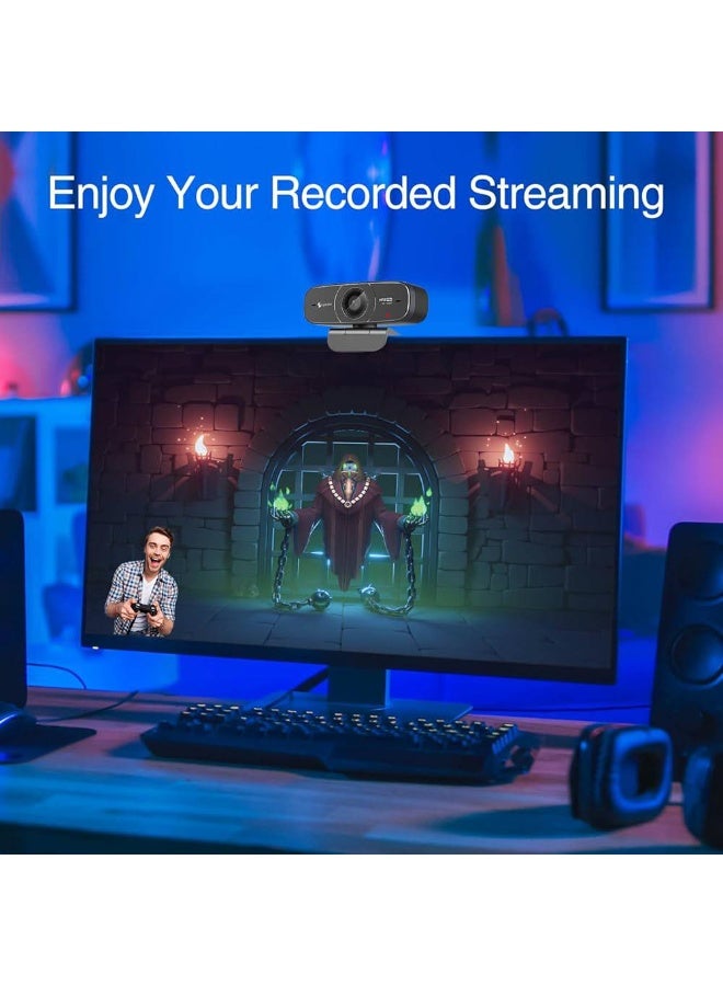 Standard Webcam, FHD Resolution, Built-in Microphone, USB Port, Black, WB-1080 - Image 4