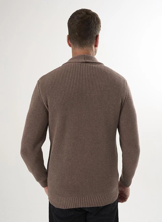 Felix Hardy Brown Knit Cardigan with buttons for Men | Best Price UAE