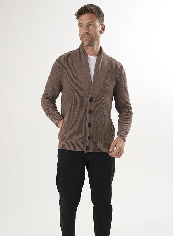 Felix Hardy Brown Knit Cardigan with buttons for Men | Best Price UAE