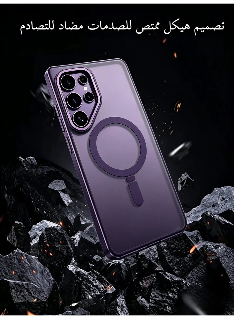 Samsung Galaxy S25 Ultra Case with MagSafe Compatible Magnetic Cover, Invisible Stand, Translucent Matte Back, Shockproof Slim Full Protection Phone Case - Image 4
