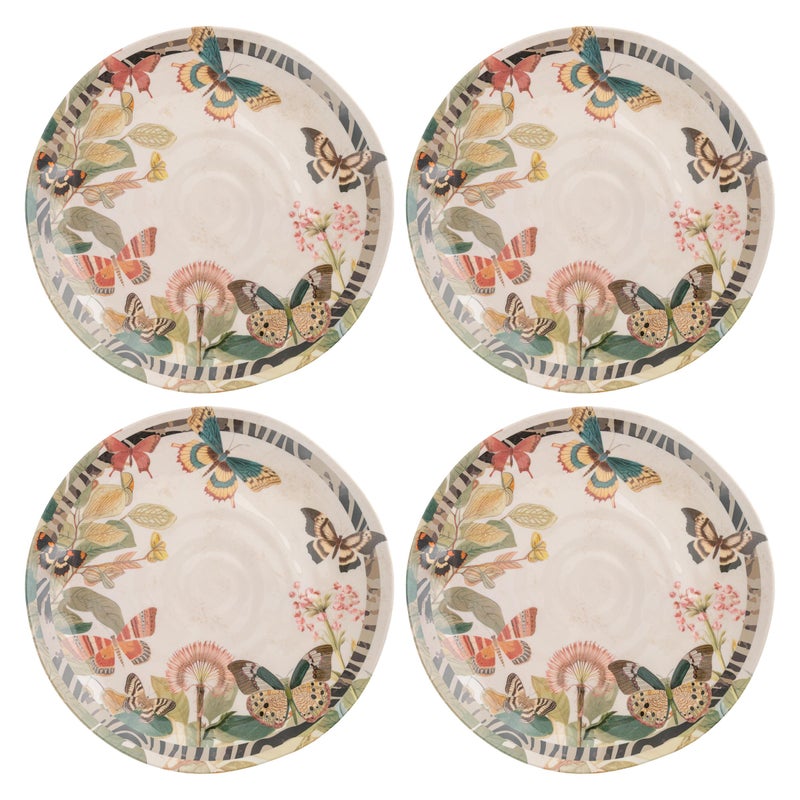 Karma 875 inches Melamine Salad Plates Set of 4 Reusable Dishwasher Safe Plates for Outdoor and Indoor Eclectic Butterflies - Image 2