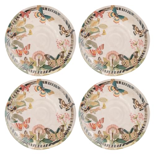 Karma 875 inches Melamine Salad Plates Set of 4 Reusable Dishwasher Safe Plates for Outdoor and Indoor Eclectic Butterflies - Image 1