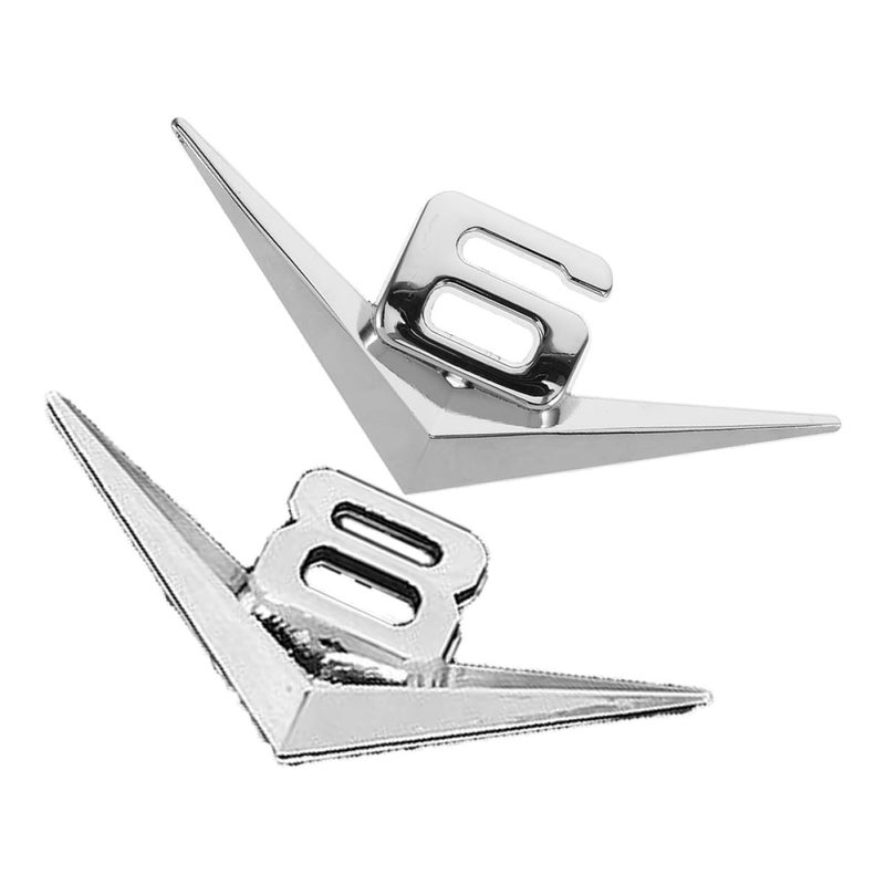 2Pcs Silver 3D Large Displacement Metal Emblem Badge Car Exterior Decoration Sticker - Image 2