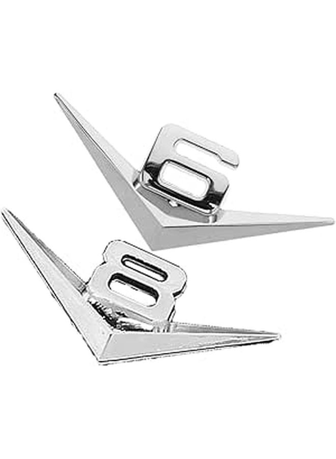 2Pcs Silver 3D Large Displacement Metal Emblem Badge Car Exterior Decoration Sticker - Image 1