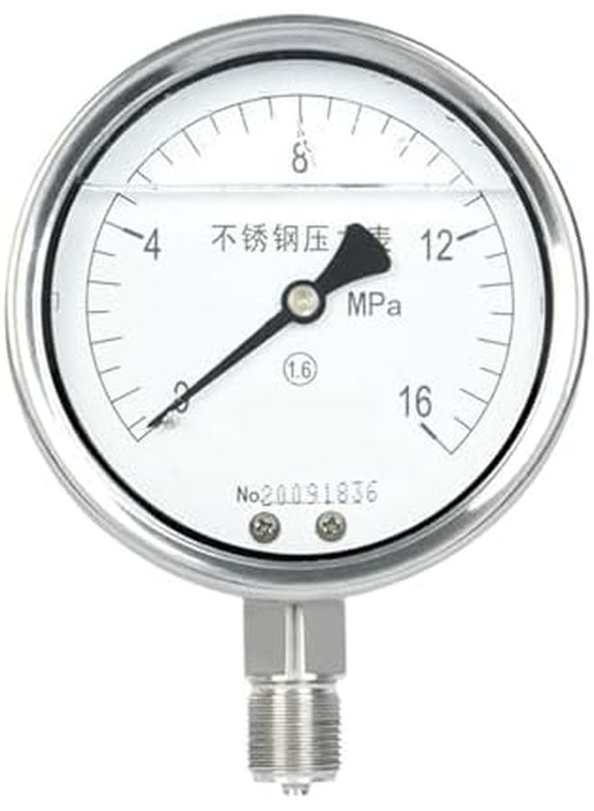 Stainless Steel Radial Seismic Pressure Gauge M20x1 5 Threaded Oil Filled 0 60MPa - Image 1