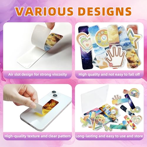 TOEMUR 96 Pcs Sensory Stickers with 2 Textured Surfaces - Adhesive Fidget Strips for Anxiety Relief & ADHD Support, Includes Storage Box - for Office, Classroom & Desk Use by Adults or Teachers (Personality) - Image 3