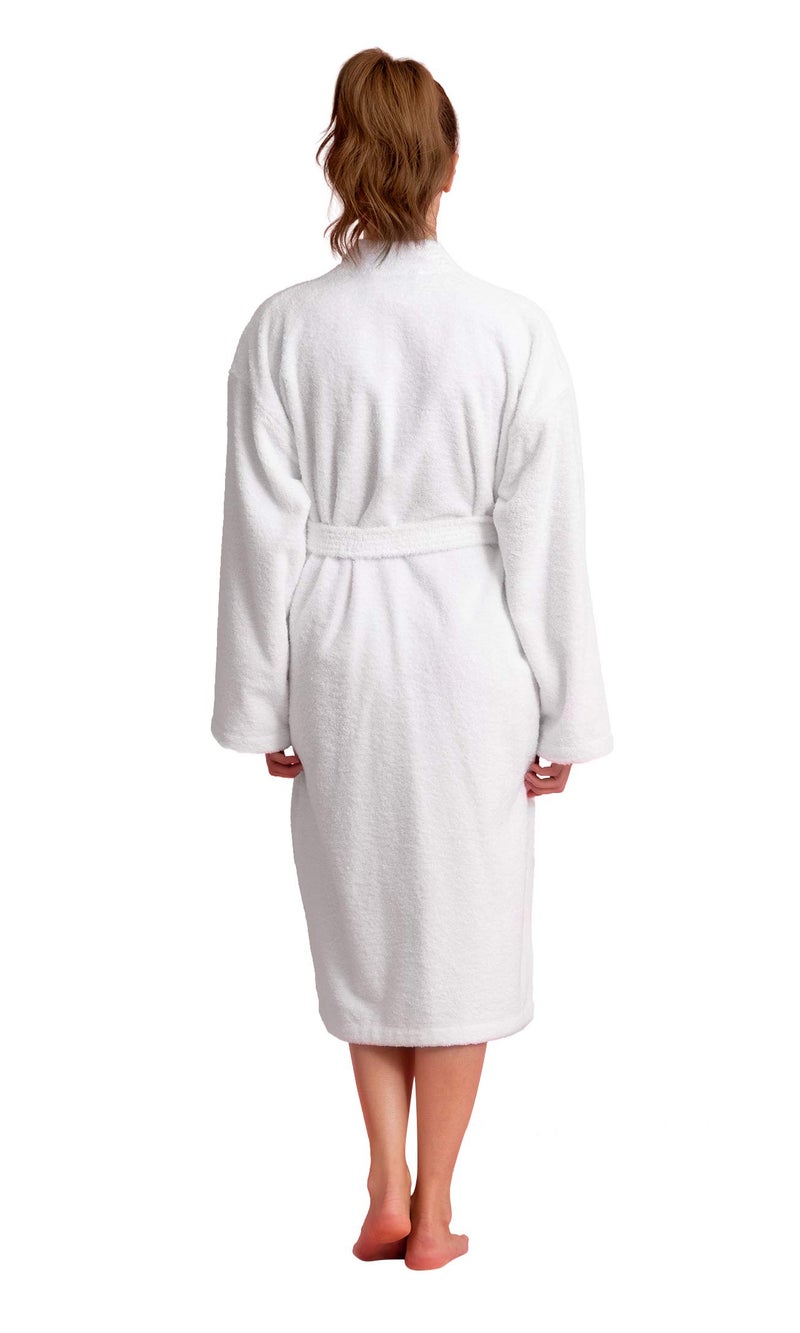 Soft Touch Linen Premium Women's Terry Cloth Bathrobe - Absorbent Terry Cloth Robe - Deluxe Turkish Terrycloth for Women-Towel-like Material-(White, Medium) - Image 4