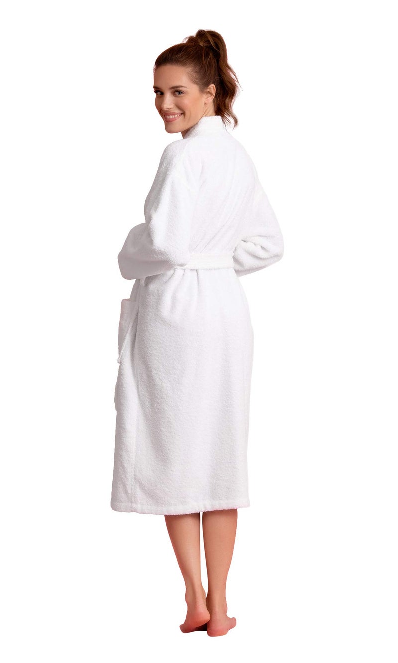 Soft Touch Linen Premium Women's Terry Cloth Bathrobe - Absorbent Terry Cloth Robe - Deluxe Turkish Terrycloth for Women-Towel-like Material-(White, Medium) - Image 5
