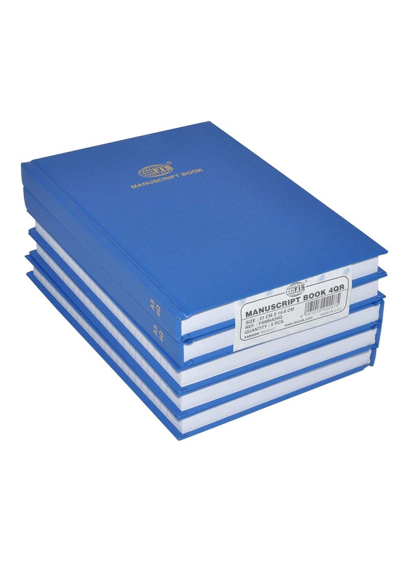 FIS - كتب مخطوطات FIS مقاس 8 مم مسطرة مفردة، (عبوة من 5 قطع × 192 ورقة) 4 أرواب، مقاس A5 (148 × 210 مم) - FSMNA54Q_5PC - Image 1