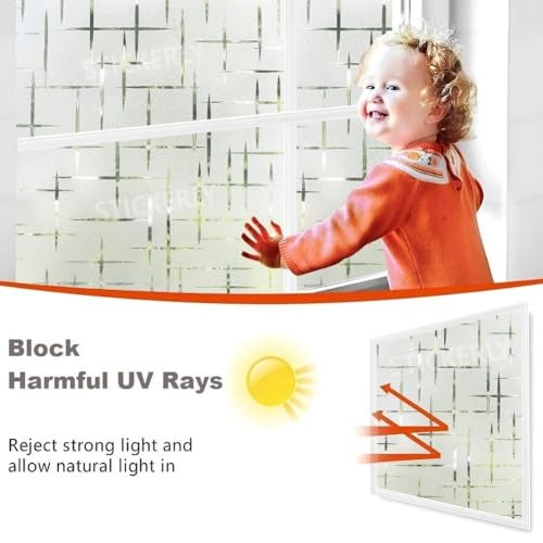 STICKERLY Premium Vinyl Privacy Stained Frosted Window Glass Sticker (12x25 Inch) - Self-Adhesive Wallpaper Film Opaque Tint for Glass Cover Window, Door, Office, Home.| Anti-UV. Vertical Horizontal - Image 3