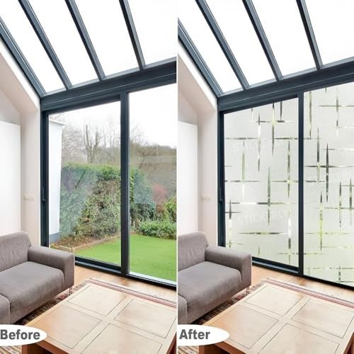 STICKERLY Premium Vinyl Privacy Stained Frosted Window Glass Sticker (12x25 Inch) - Self-Adhesive Wallpaper Film Opaque Tint for Glass Cover Window, Door, Office, Home.| Anti-UV. Vertical Horizontal - Image 4