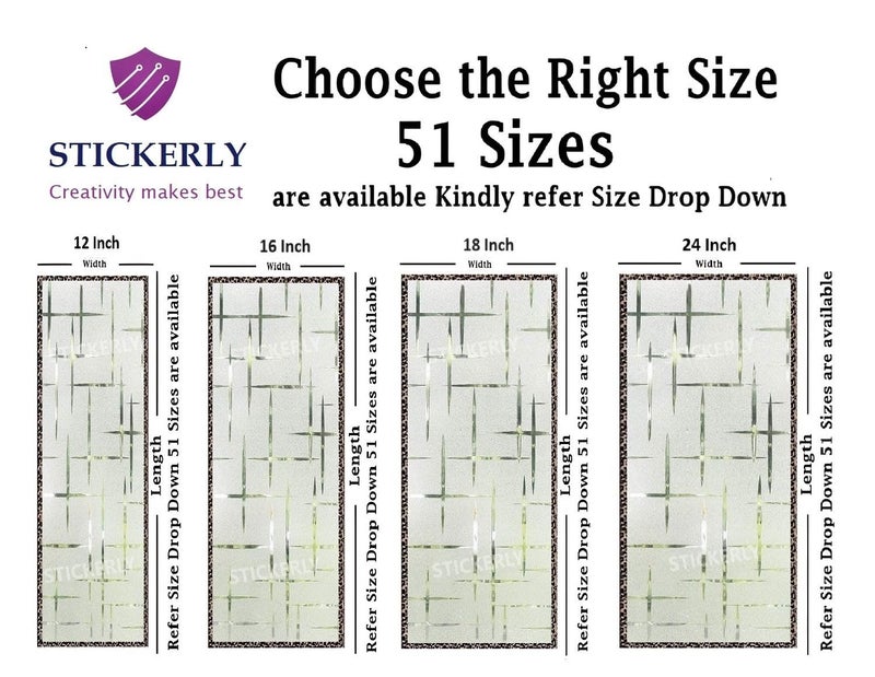 STICKERLY Premium Vinyl Privacy Stained Frosted Window Glass Sticker (12x25 Inch) - Self-Adhesive Wallpaper Film Opaque Tint for Glass Cover Window, Door, Office, Home.| Anti-UV. Vertical Horizontal - Image 2