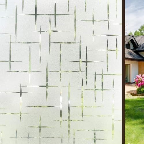 STICKERLY Premium Vinyl Privacy Stained Frosted Window Glass Sticker (12x25 Inch) - Self-Adhesive Wallpaper Film Opaque Tint for Glass Cover Window, Door, Office, Home.| Anti-UV. Vertical Horizontal - Image 1