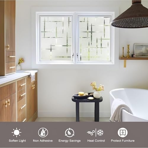 STICKERLY Premium Vinyl Privacy Stained Frosted Window Glass Sticker (12x25 Inch) - Self-Adhesive Wallpaper Film Opaque Tint for Glass Cover Window, Door, Office, Home.| Anti-UV. Vertical Horizontal - Image 5