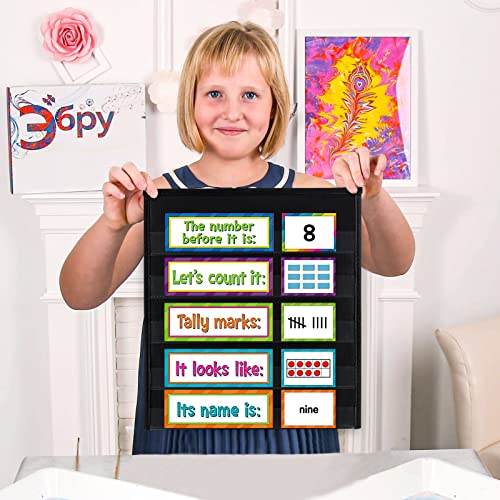 AUVCAS Tabletop Pocket Chart for Classroom or Home,Small Double Sided Stand Pocket Chart – Fits Standard 3” Sentence Strips and Cards (Black) - Image 4