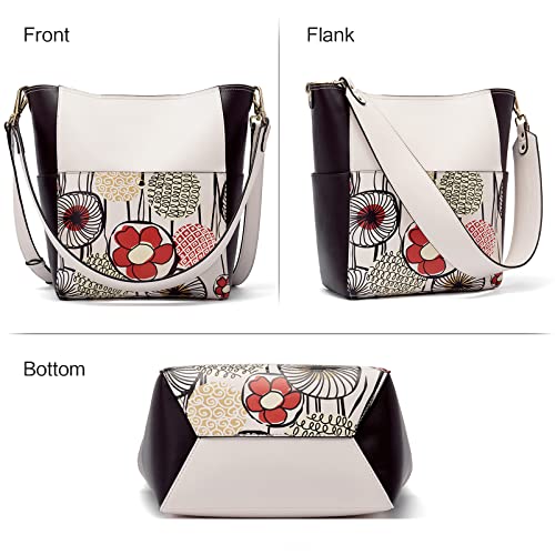 BROMEN Women Handbag Designer Vegan Leather Hobo Shoulder Bucket Crossbody Purse Printed Pattern - Image 3