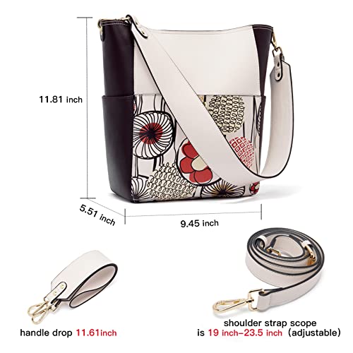 BROMEN Women Handbag Designer Vegan Leather Hobo Shoulder Bucket Crossbody Purse Printed Pattern - Image 4