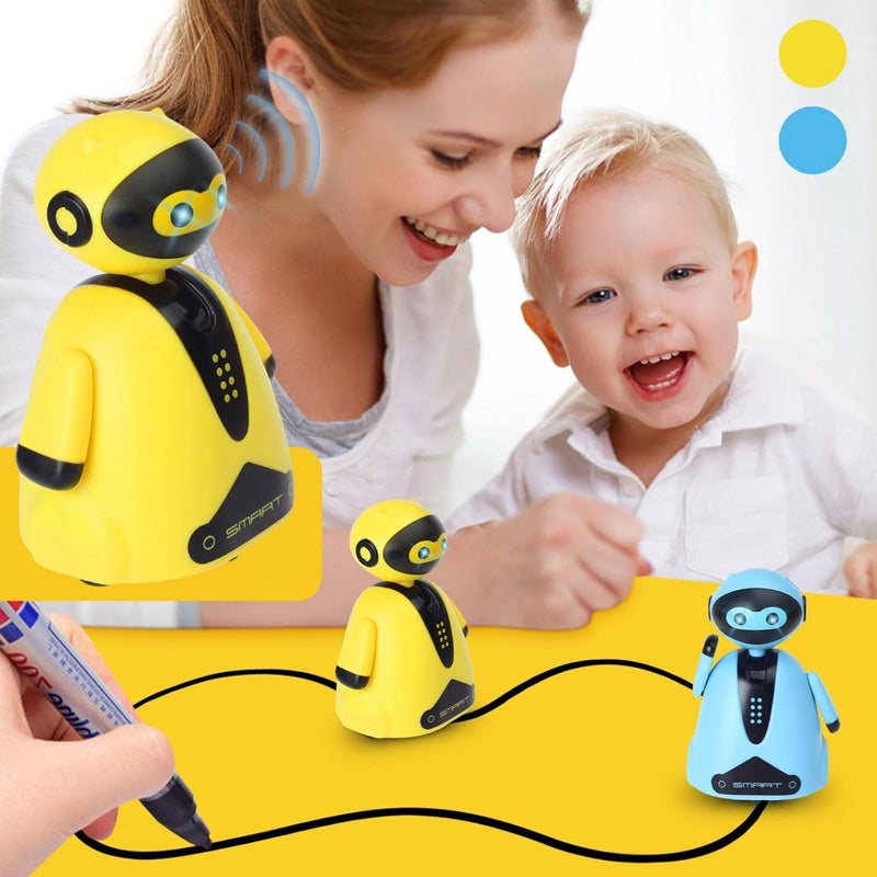 klarako Smart Pen Tracing RobotMini Magic Pen Inductive Robot Toy, Inductive Robot That Follows The Black Line You Draw,Great for Childrens (Yellow) - Image 2