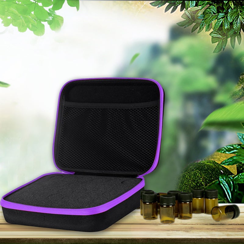 Essential Oil Storage Case XL Purple Hard EVA Material - Foam Handle For Easy Carrying Essential Oil Case for Travel Salon Yoga Massage Home Storage - Image 3