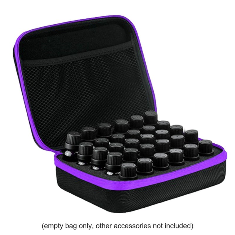 Essential Oil Storage Case XL Purple Hard EVA Material - Foam Handle For Easy Carrying Essential Oil Case for Travel Salon Yoga Massage Home Storage - Image 4