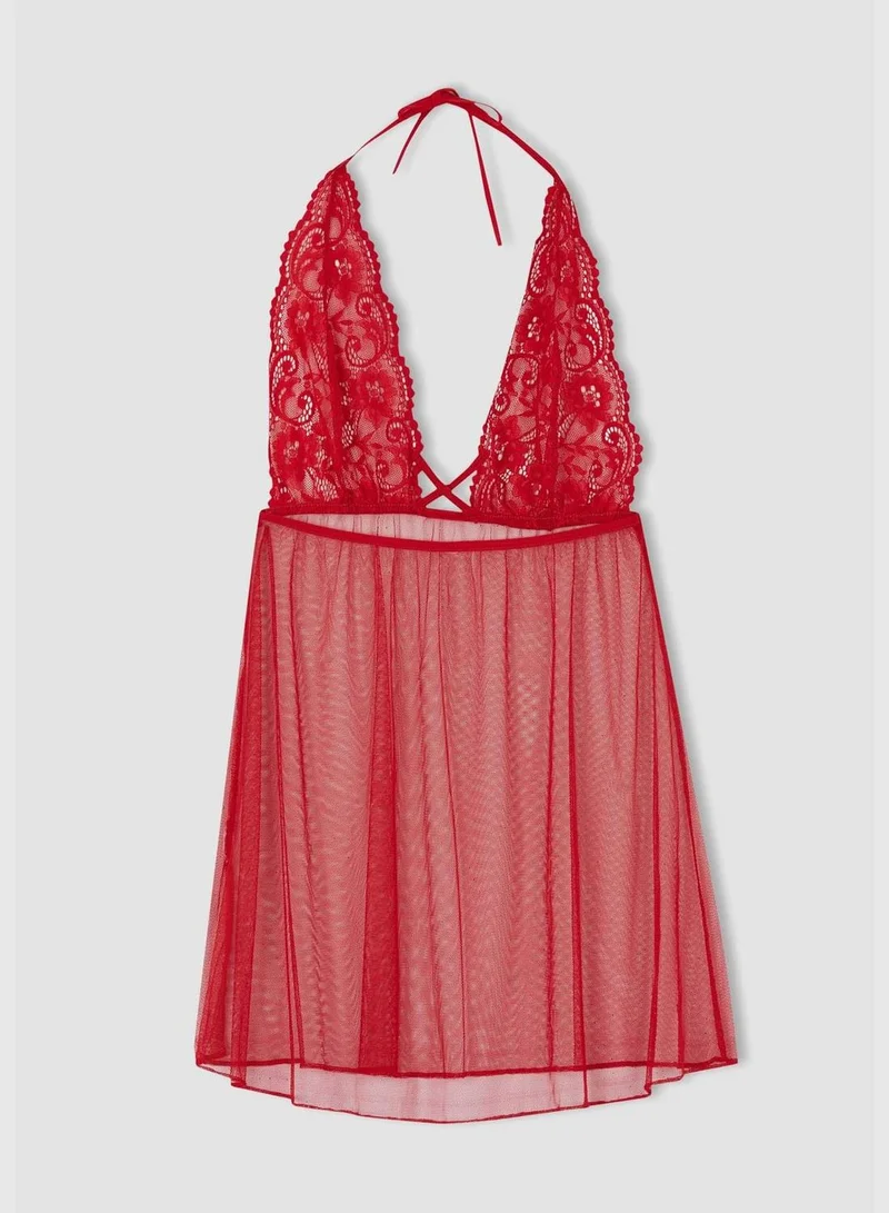 ديفاكتو Woman V Neck Sleeveless Homewear Woven Dress