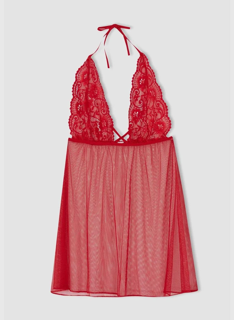 ديفاكتو Woman V Neck Sleeveless Homewear Woven Dress