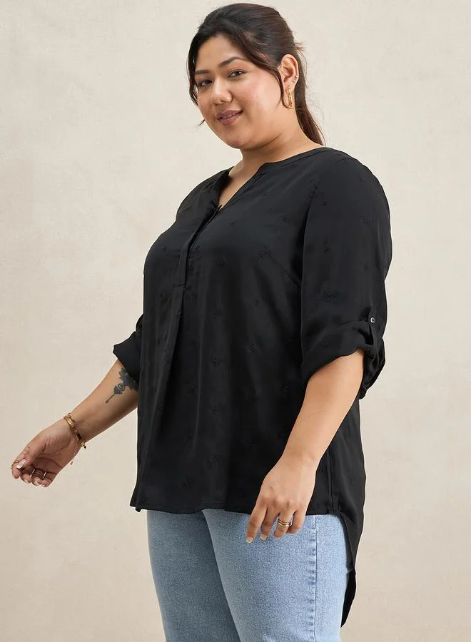 Femmella Plus Size Black High Low Hem Tunic Top