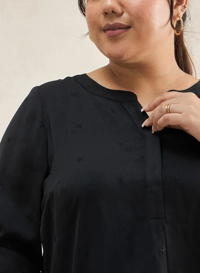 Femmella Plus Size Black High Low Hem Tunic Top
