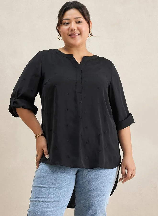 Femmella Plus Size Black High Low Hem Tunic Top