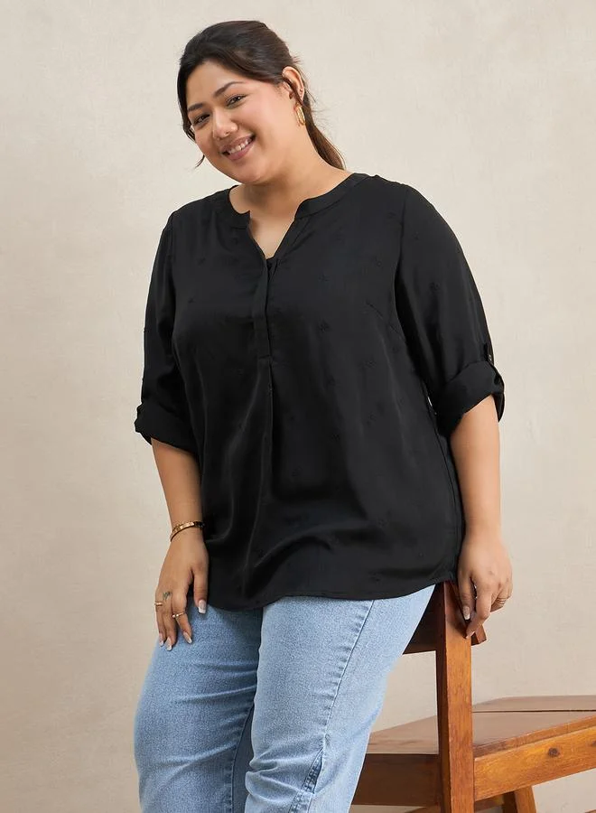 Femmella Plus Size Black High Low Hem Tunic Top