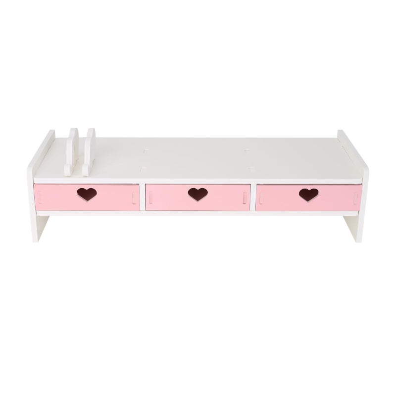 CONKAWACA Cute Monitor Stand Kawaii Desk Organizer Cute Desk Organizer with Drawers Monitor Riser Computer Stand - Image 1