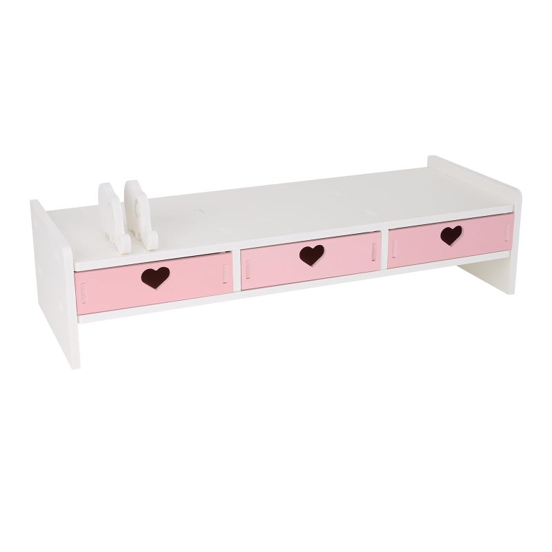 CONKAWACA Cute Monitor Stand Kawaii Desk Organizer Cute Desk Organizer with Drawers Monitor Riser Computer Stand - Image 3