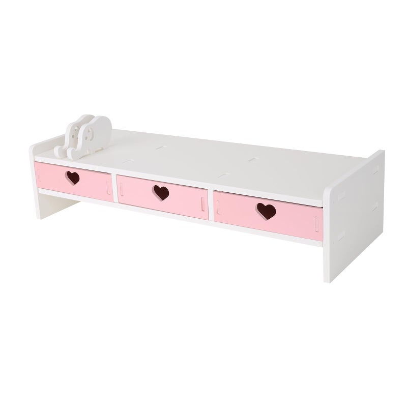 CONKAWACA Cute Monitor Stand Kawaii Desk Organizer Cute Desk Organizer with Drawers Monitor Riser Computer Stand - Image 2