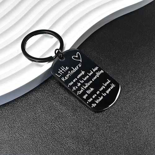 OUMILAN Little Reminders Keychain Inspiration Gifts for Women Men Affirmation Uplifting Mental Health You Are Enough Keyring (Black) - Image 3