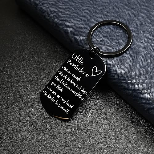 OUMILAN Little Reminders Keychain Inspiration Gifts for Women Men Affirmation Uplifting Mental Health You Are Enough Keyring (Black) - Image 4